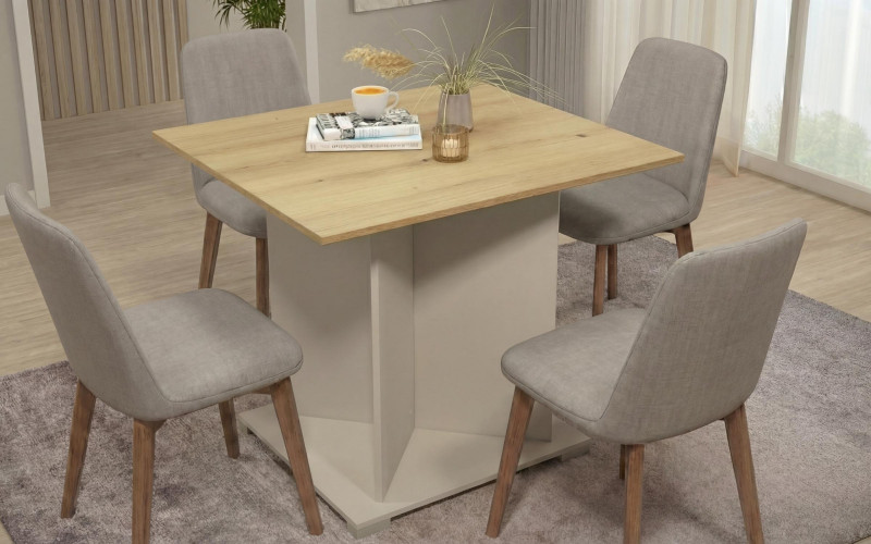 Dining table Aurea XL, sand matt + Evoke oak  1