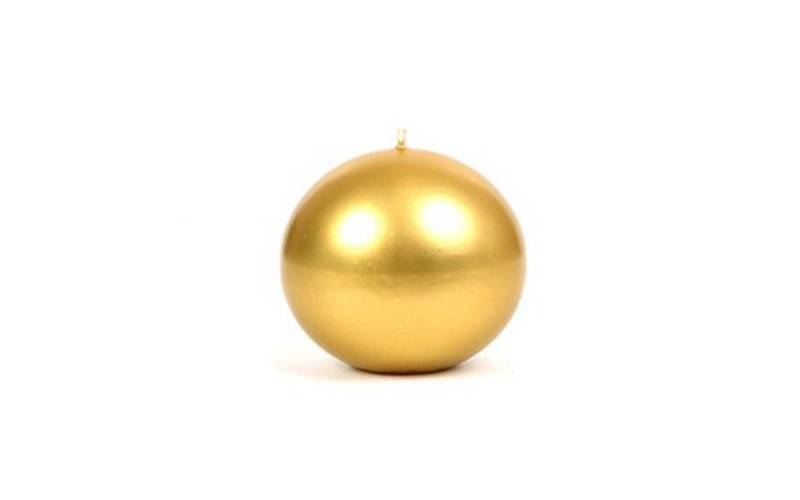 Sphere candle without scent, golden, ⌀10  1