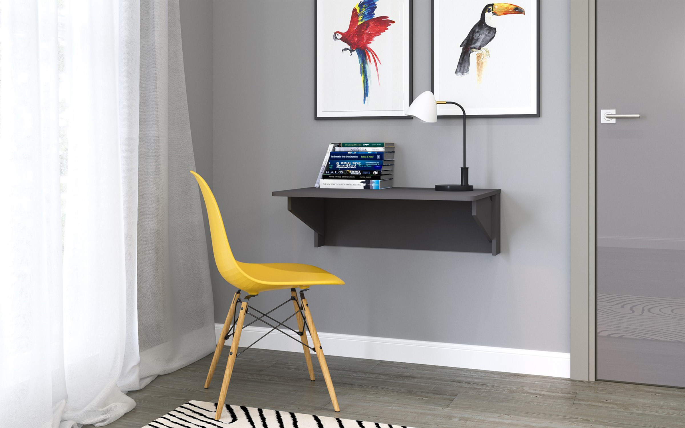 Folding wall table Aspen, grey graphite  3